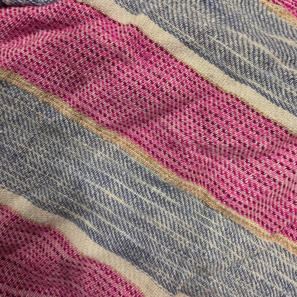 Free People- Pink & Blue Striped Embroidered Boho Romper - Picture 3 of 11